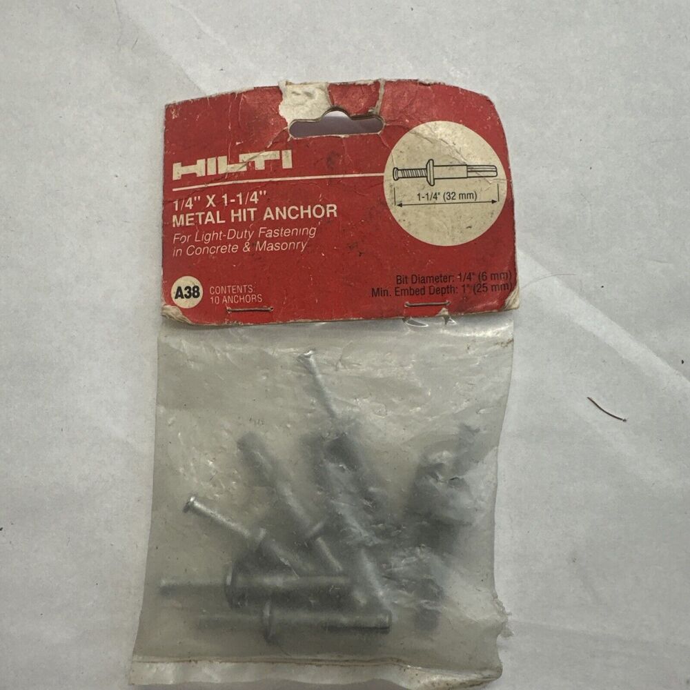 Hilton 1/4x1-1/4 Metal hit anchor 10 anchors